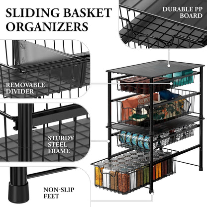 Simple Houseware Stackable Basket Drawer, Chrome