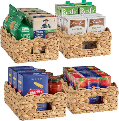 Best Choice Products 9x12 Scalloped Shelf Baskets, Woven Storage Bins, Storage Organizers for Pantry, Living Room, Bedroom, Nursery & Laundry, 4 Pack - Natural with White Trim
