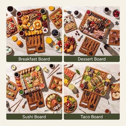 SMIRLY Charcuterie Boards Set - Large Bamboo Cheese Board Set - House Warming Gifts New Home, Wedding Gift for Couple, Bridal Shower Gift, Birthday Gifts for Women