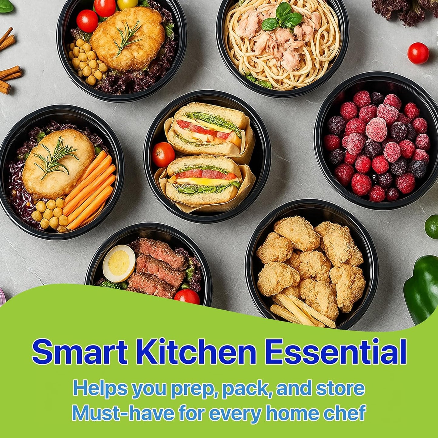 Meal Prep Containers Round [10 Set] x [16 oz] with Lids, 1 compartment, Stackable, Reusable, Leakproof, Food Safe, Microwave, Freezer & Dishwasher Safe for Food Prep Storage (10 Set, 16 oz)