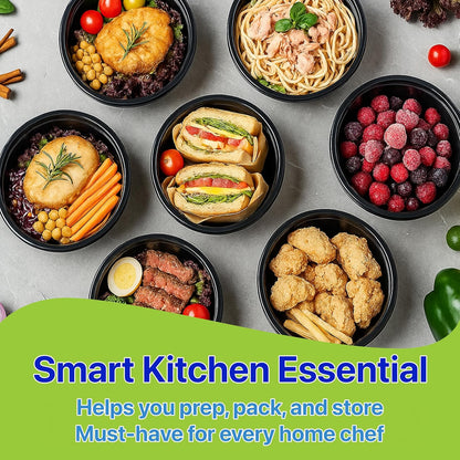 Meal Prep Containers Round [10 Set] x [16 oz] with Lids, 1 compartment, Stackable, Reusable, Leakproof, Food Safe, Microwave, Freezer & Dishwasher Safe for Food Prep Storage (10 Set, 16 oz)