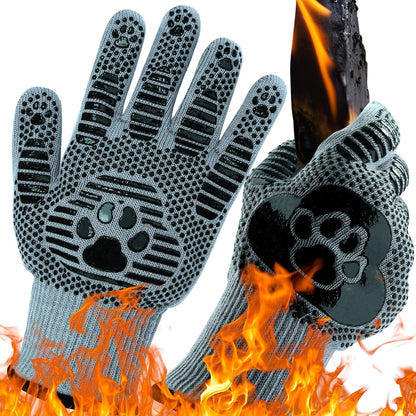 UBeesize Lengthen BBQ Gloves (Phoenix), 1472°F Heat Resistant Grill Glove, 14 inch Fireproof Oven Gloves for Cooking, Non-Slip Fire Glove for Grilling, Barbecue, Smoker, Baking, Frying