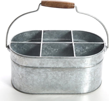 Hosley Galvanized Carry All Kitchen Utensil Caddy Serve Ware 13 Inch Long. Ideal for Floral Arrangements Party Garden Patio. O4