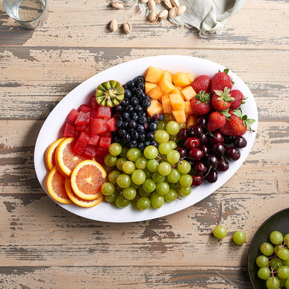 PLASTICPRO Plastic Oval Serving Trays - Serving Platters Oval 11 X 16 Disposable Party Dish Crystal Clear Pack of 4