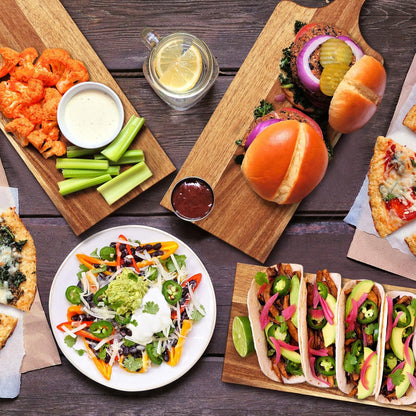 Patelai 6 Pcs 15 x 7 Inch Bamboo Cutting Board Set with Handles Laser Engraving Wooden Charcuterie Kitchen Plain Serving Chopping Board Bulk for DIY Housewarming