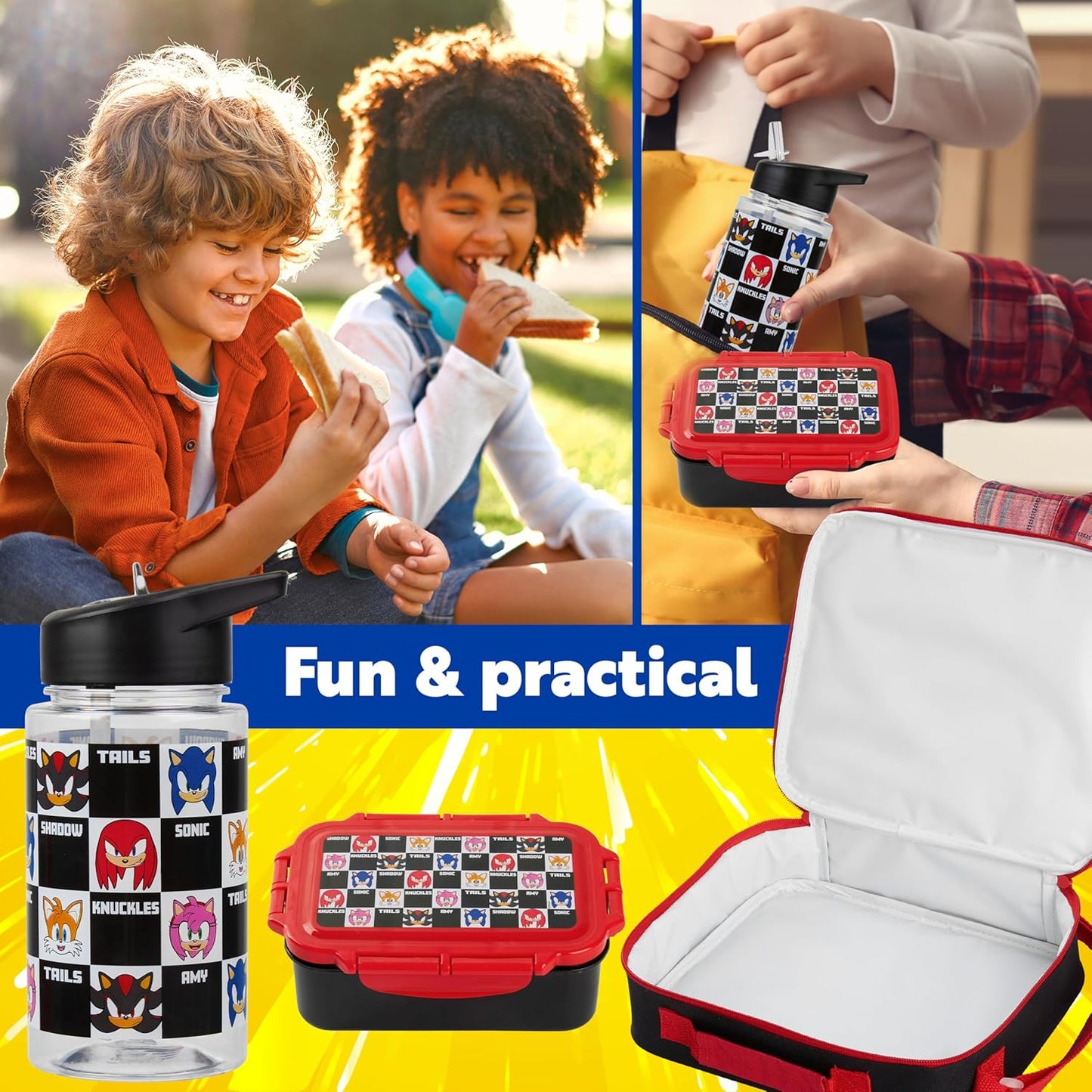 Get Trend SpongeBob Squarepants Water Bottle Lunch Box Lunch Bag Kids Set 3 Pcs Insulated Snack Bag for School Travel Gifts for Kids (Blue SpongeBob)