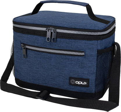 opux Insulated Lunch Box Men Women, Lunch Bag for Work School, Leakproof Soft Cooler Tote Adult, Large Lunch Pail Kids Boys Girls, Picnic Beach Food Bag with Shoulder Strap, Purple Floral