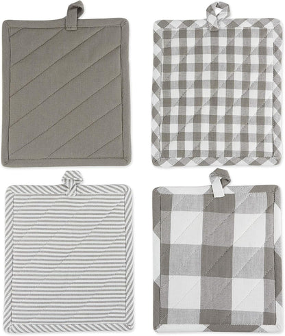 DII Gingham Check Kitchen Collection, Pink, Potholder Set