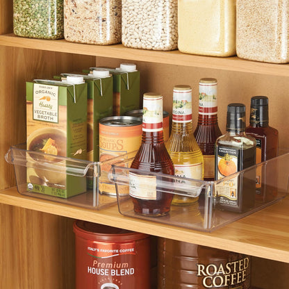 iDesign Fridge Storage Bin with Handle, Set of 2, Clear | Fridge Tray, For Cheeses and Snacks