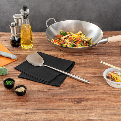 Restaurantware Stainless Steel Wok Spatula 17 Inch Long Handle Cooking Utensil, Heat-Resistant, Dishwasher-Friendly Wok Accessory, Silver Kitchen Tool for Stir-Fry