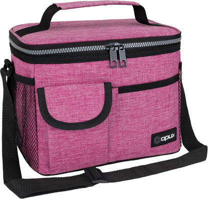 opux Insulated Lunch Bag for Men Women, Leakproof Black Lunch Box for Work, Portable Soft Lunch Cooler Bag with Shoulder Strap, Adult Lunchbox Lunch Pail for Kid Boy Girl School, 14 Can/8L