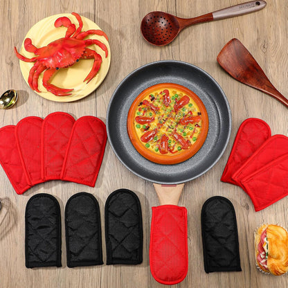 Dandat 24 Set Hot Handle Covers for Daily Replace Use Gift Pan Handle Sleeve Covers Heat Resistant Cast Iron Holder Sleeve Washable Handgrip Mitts for Christmas Kitchen Gifts Craft (Black)