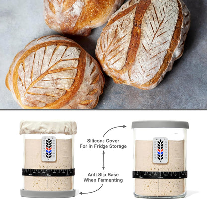 BALCI Premium Sourdough Starter Jar - 40oz Wide Mouth Kit (Blue)