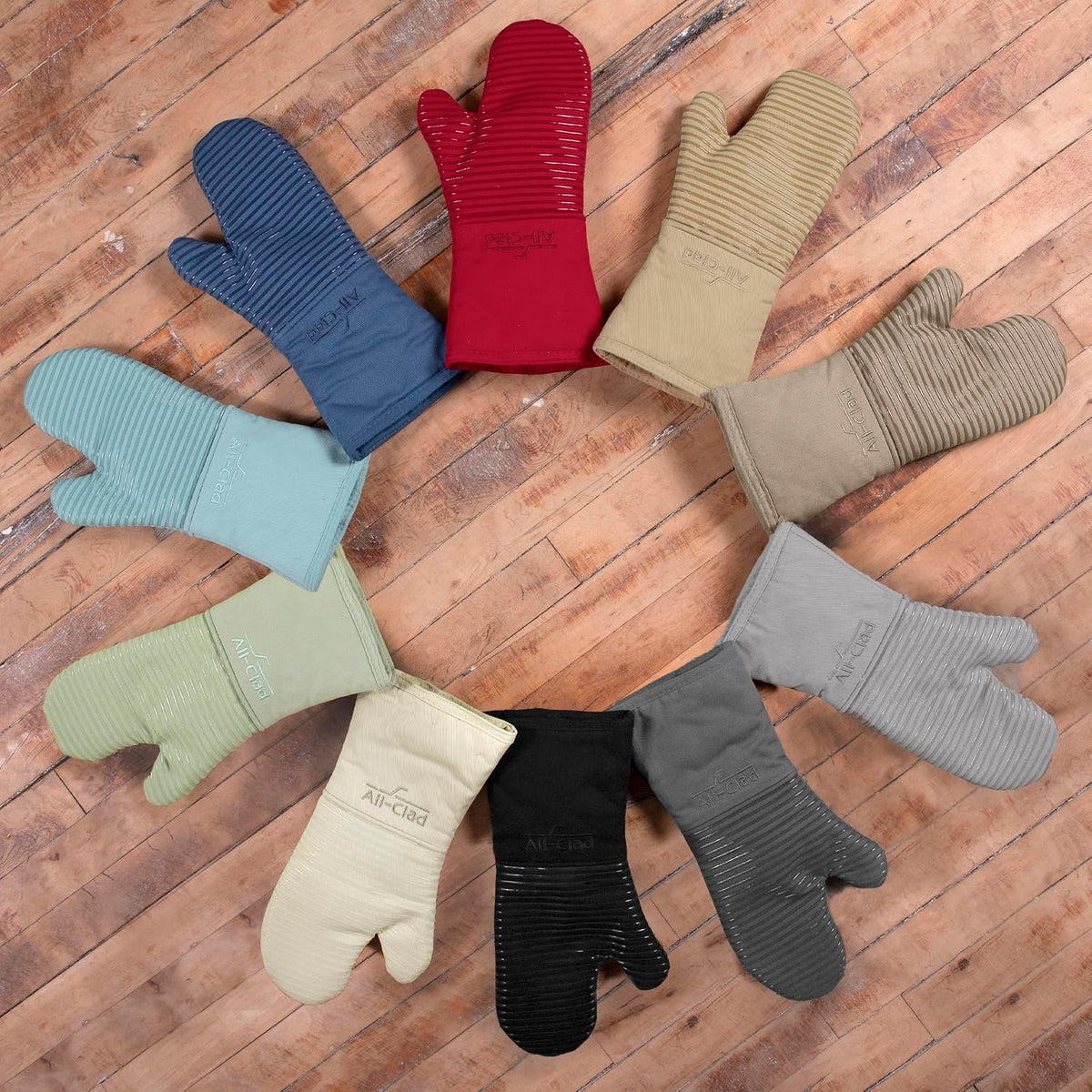 All-Clad Silicone Oven Mitts: Heat Resistant up to 500 Degrees - 100% Cotton & Silicone, 14"x7" Oven Mitt for Kitchen and Barbeque, Pewter
