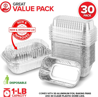 Stock Your Home Aluminum Pans Mini Loaf Pans (50 Pack) 1 Lb Aluminum Foil Tin Pans, Small Loaf Pans – 1 Pound Disposable Baking Pans Perfect for Baking Cakes, Bread Loaves - 6 x 3.5 x 2