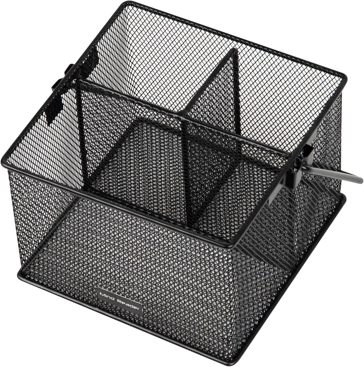 Mind Reader Utensil Holder, Silverware and Napkin Caddy, Outdoor Utensil Organizer, Metal Mesh, 7"L x 7"W x 5"H, Set of 2, Black