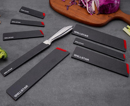 WELLSTAR Knife Edge Guards 8 Inch, Universal Blade Covers, BPA Free ABS Protective Blade Sheaths, Non-Scratch Felt Lining Kitchen Knives Covers (Knives not included)