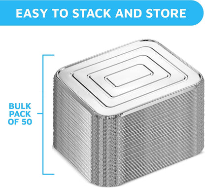 MontoPack Half-Size Aluminium Foil Lids | [100 Pack] Perfect Fit for 9x13 Roasting Pans | Premium Quality for Baking & Catering | Disposable Food Prep Containers Lids