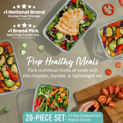 Bentgo Prep - 20-Piece 1-Compartment Reusable Meal Prep Containers with Lids, PFAS & BPA Free Materials, Durable, Microwave, Freezer, & Dishwasher Safe To Go Food Storage (Gold)