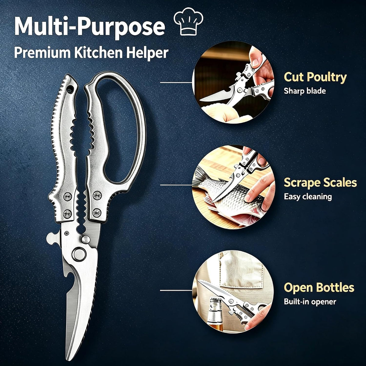Heavy Duty Poultry Shears, Multi-functional Kitchen Scissors