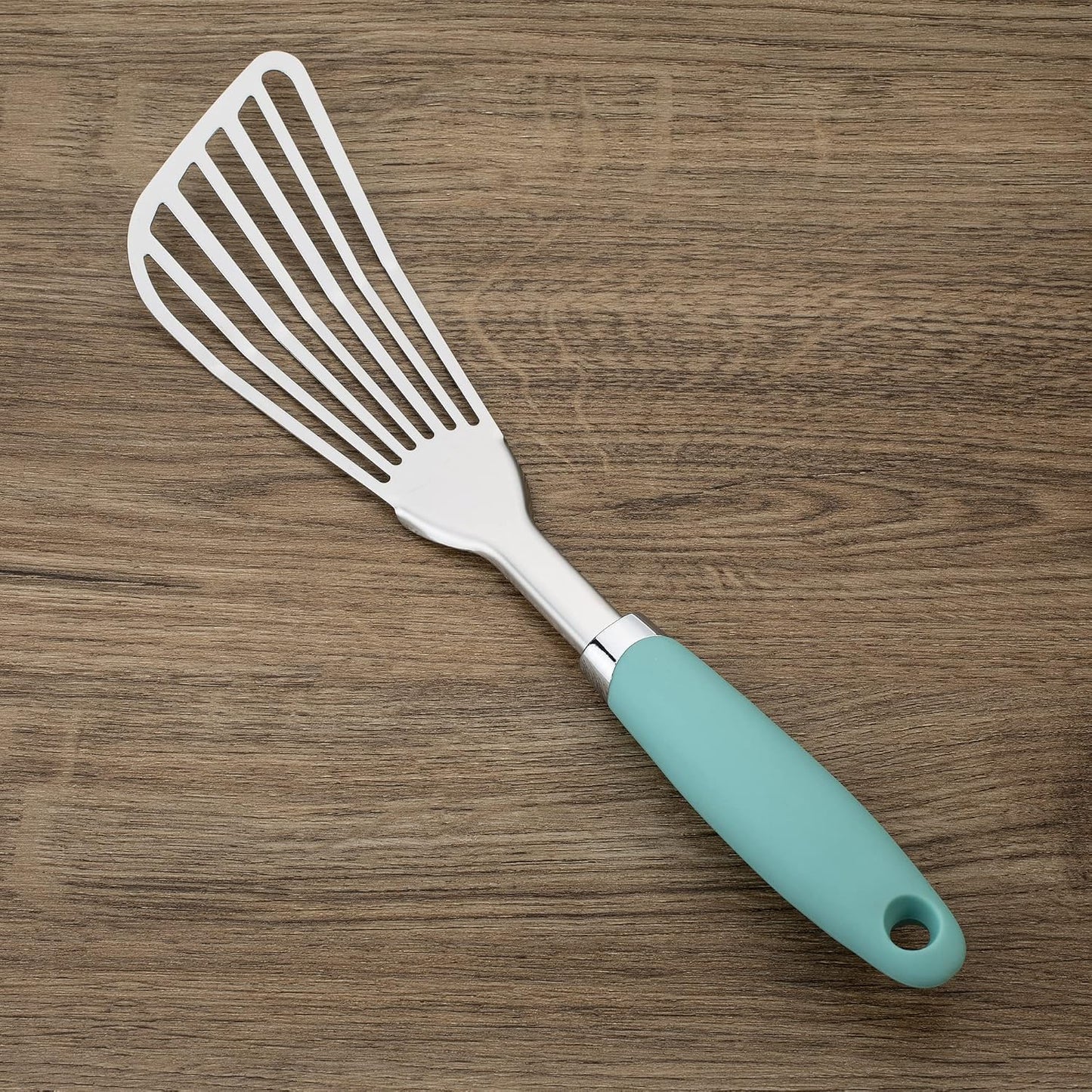 304 Stainless Steel Fish Spatula, Thin Flexible Slotted Turner | Non-Slip Ergonomic Handle, Metal Spatula for Fish, Eggs, Burgers, Cast Iron & Griddle, Black