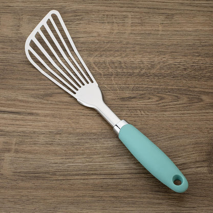 304 Stainless Steel Fish Spatula, Thin Flexible Slotted Turner | Non-Slip Ergonomic Handle, Metal Spatula for Fish, Eggs, Burgers, Cast Iron & Griddle, Black