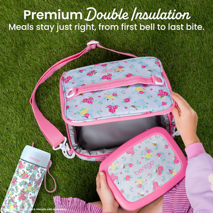 Bentgo Kids Lunch Bag - Durable, Double-Insulated Lunch Bag for Kids 3+; Holds Lunch Box, Water Bottle, & Snacks; Easy-Clean Water-Resistant Fabric & Multiple Zippered Pockets (Mermaid)