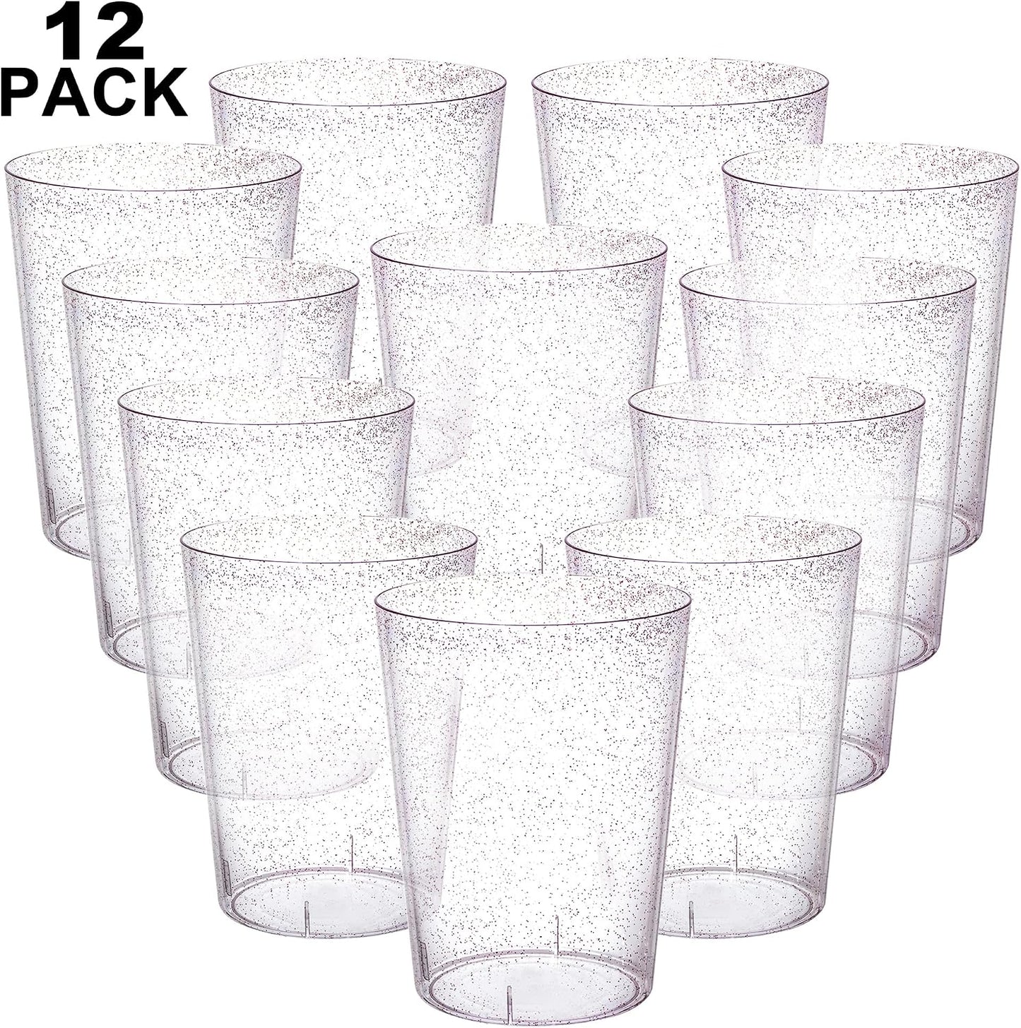Tiawudi 12 Pack Plastic Ice Bucket For Parties, Silver Glitter Clear Wine Cooler for Wedding, Good as One Large Champagne Chiller Or Classic Wine Bottle Chiller