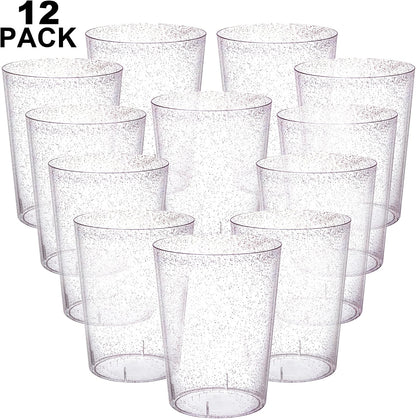 Tiawudi 12 Pack Plastic Ice Bucket For Parties, Silver Glitter Clear Wine Cooler for Wedding, Good as One Large Champagne Chiller Or Classic Wine Bottle Chiller