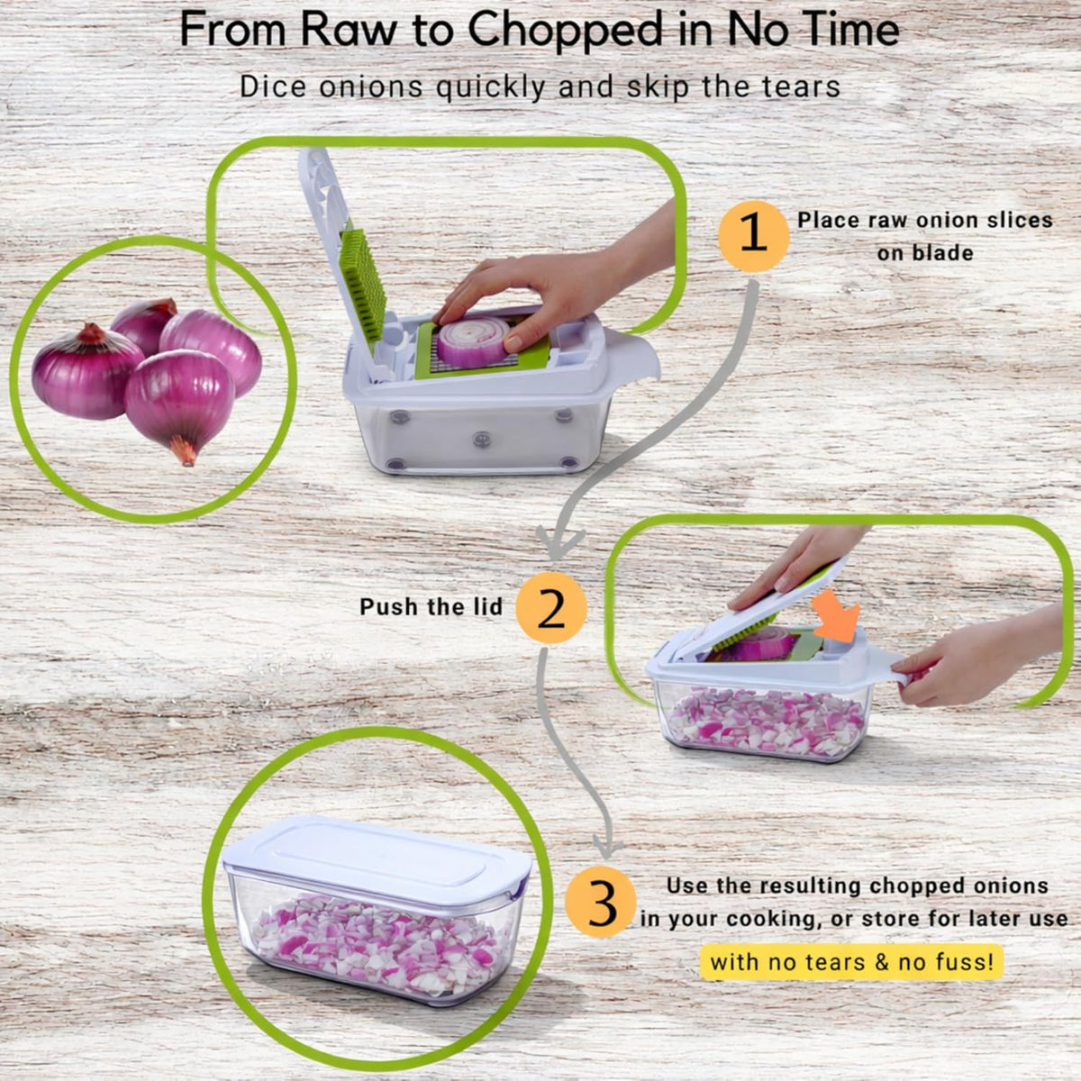 Brieftons QuickPush 8-Cup Push-Down Manual Vegetable Chopper & Food Dicer