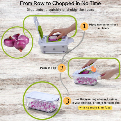 Brieftons QuickPush 8-Cup Push-Down Manual Vegetable Chopper & Food Dicer