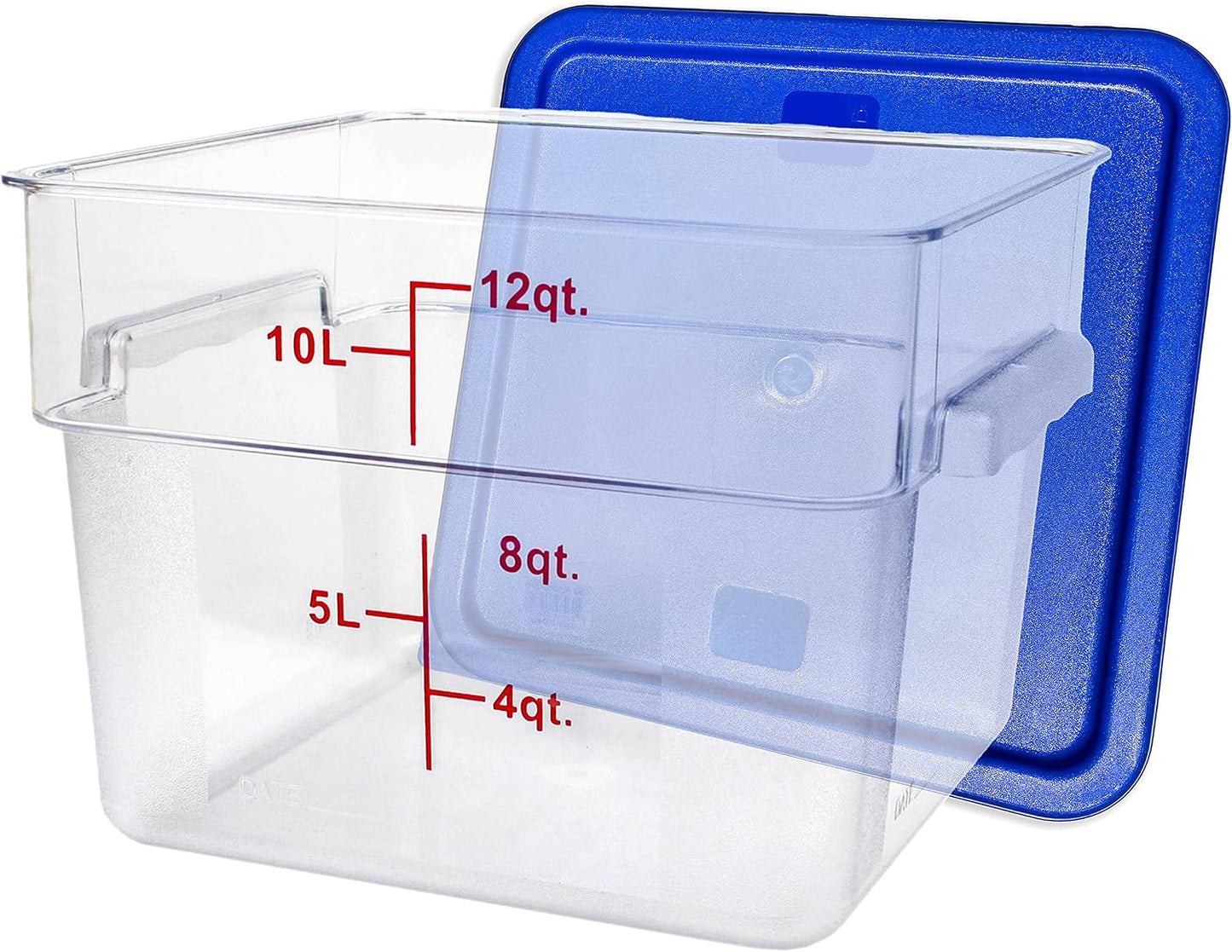 Tiger Chef 18 Quart Commercial Grade Clear Food Storage Square Polycarbonate Containers With Blue Lids 4 Pack