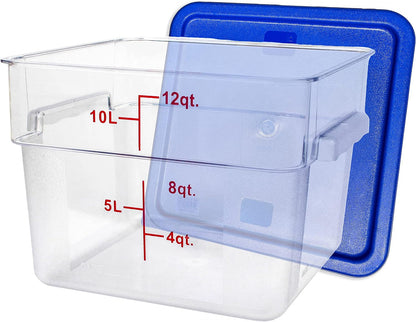 Tiger Chef 18 Quart Commercial Grade Clear Food Storage Square Polycarbonate Containers With Blue Lids 4 Pack