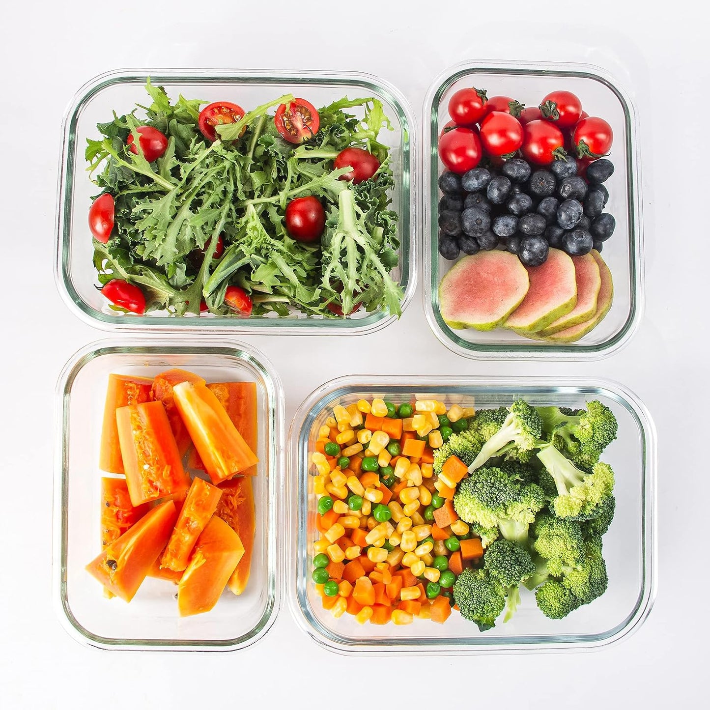 10 Pack Glass Food Storage Containers, Glass Meal Prep Containers with Lids Leak Proof, Microwave & Freezer Safe (34oz & 12oz)