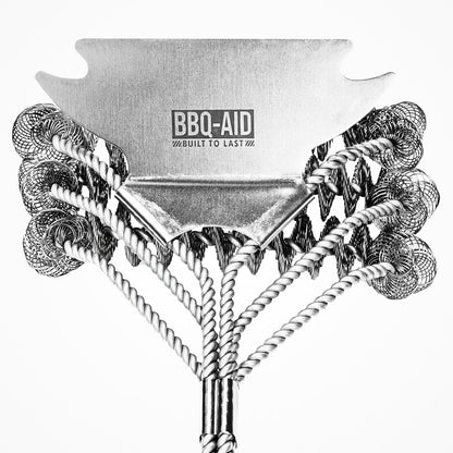 BBQ-AID Grill Brush for Outdoor Grill Bristle Free - 18" BBQ Brush for Grill Cleaning Kit - Safe BBQ Grill Cleaner Brush and Scraper - Stainless Grill Cleaning Brush for Any Grill, Grill Accessories