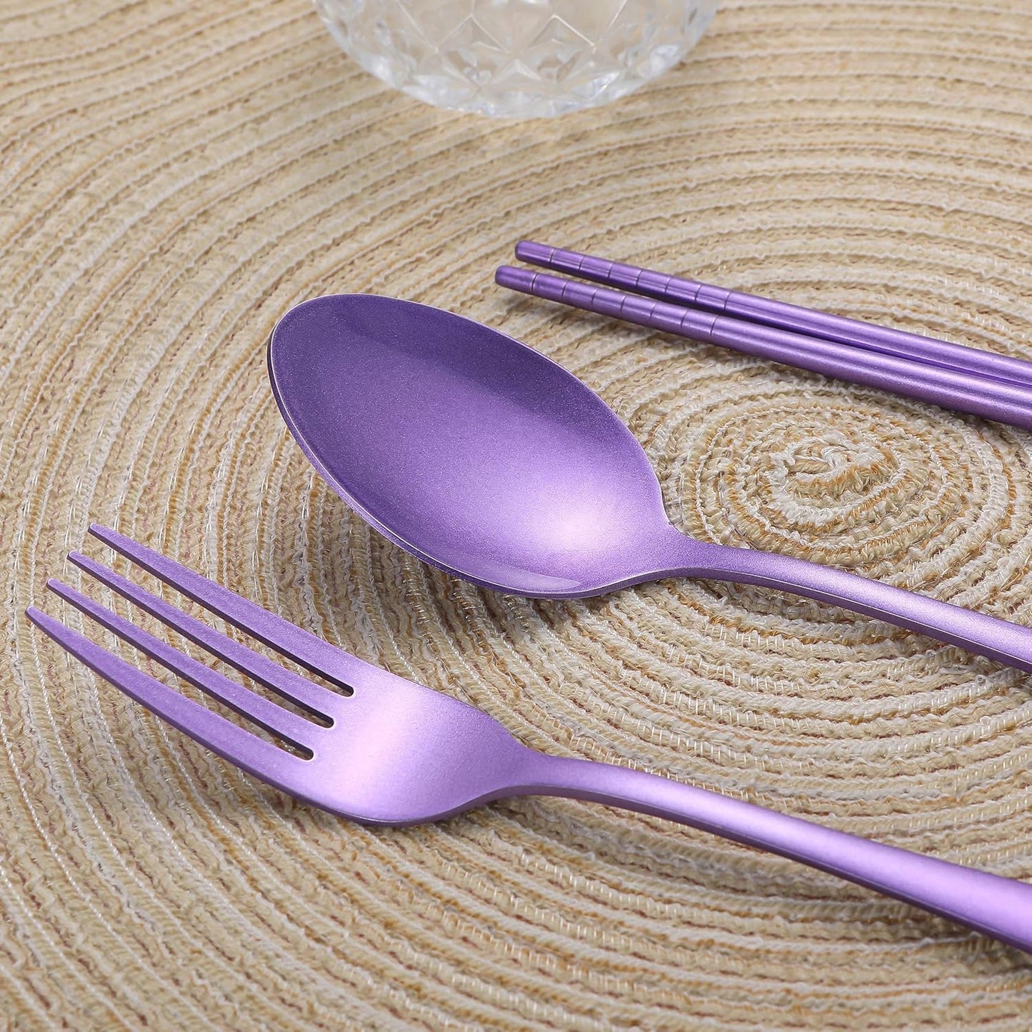 Portable Stainless Steel Flatware Set, Travel Camping Cutlery Set, Portable Utensil Travel Silverware Dinnerware Set with a Waterproof Case (Pink)
