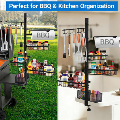 Griddle Caddy Organizer for Blackstone Griddles/Prep Cart, Grill Utensil Condiment Caddy with Paper Towel Holder, Outdoor Kitchen Grill Accessories Organizer for Camping RV Patio, Gifts for Men, Dad