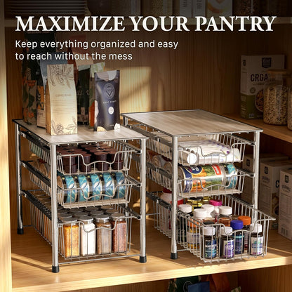 Simple Houseware Stackable Basket Drawer, Chrome