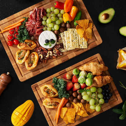 3 Pack Heavy Duty Bamboo Cutting Board Set Non Toxic Wooden Cutting Board for Kitchen Non Slip Solid End Grain Thick Wood Juice Groove Chopping Board Extra Large Butcher Block Best House Warming Gift