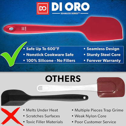 DI ORO Silicone Spatula Set - Rubber Kitchen Spatulas for Baking, Cooking, & Mixing - 600°F Heat-Resistant & BPA Free Silicone Scraper Spatulas for Nonstick Cookware - Dishwasher Safe (4pc, Black)