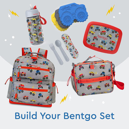 Bentgo Kids Utensil Set - Reusable Plastic Fork, Spoon & Storage Case - BPA-Free Materials, Easy-Grip Handles, Dishwasher Safe - Ideal for School Lunch, Travel, & Outdoors (Shark)