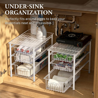 Simple Houseware Stackable Basket Drawer, Chrome
