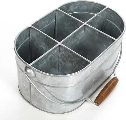 Hosley Galvanized Carry All Kitchen Utensil Caddy Serve Ware 13 Inch Long. Ideal for Floral Arrangements Party Garden Patio. O4