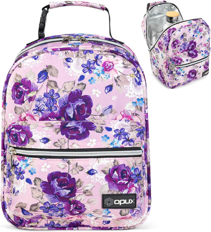 opux Lunch Box for Girls Boys Kids, Insulated Leakproof Lunch Bag, Reusable Teen Lunch Boxes for School, Medium Large lunchbox for Women Men Adult for Work with Front Back Pocket (Purple)