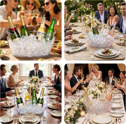 Ice Buckets for Parties,3 Packs 16.5In Large Drink Champagne Bucket with Handle & 3 Pcs Scoops,Plastic Cooler Buckets