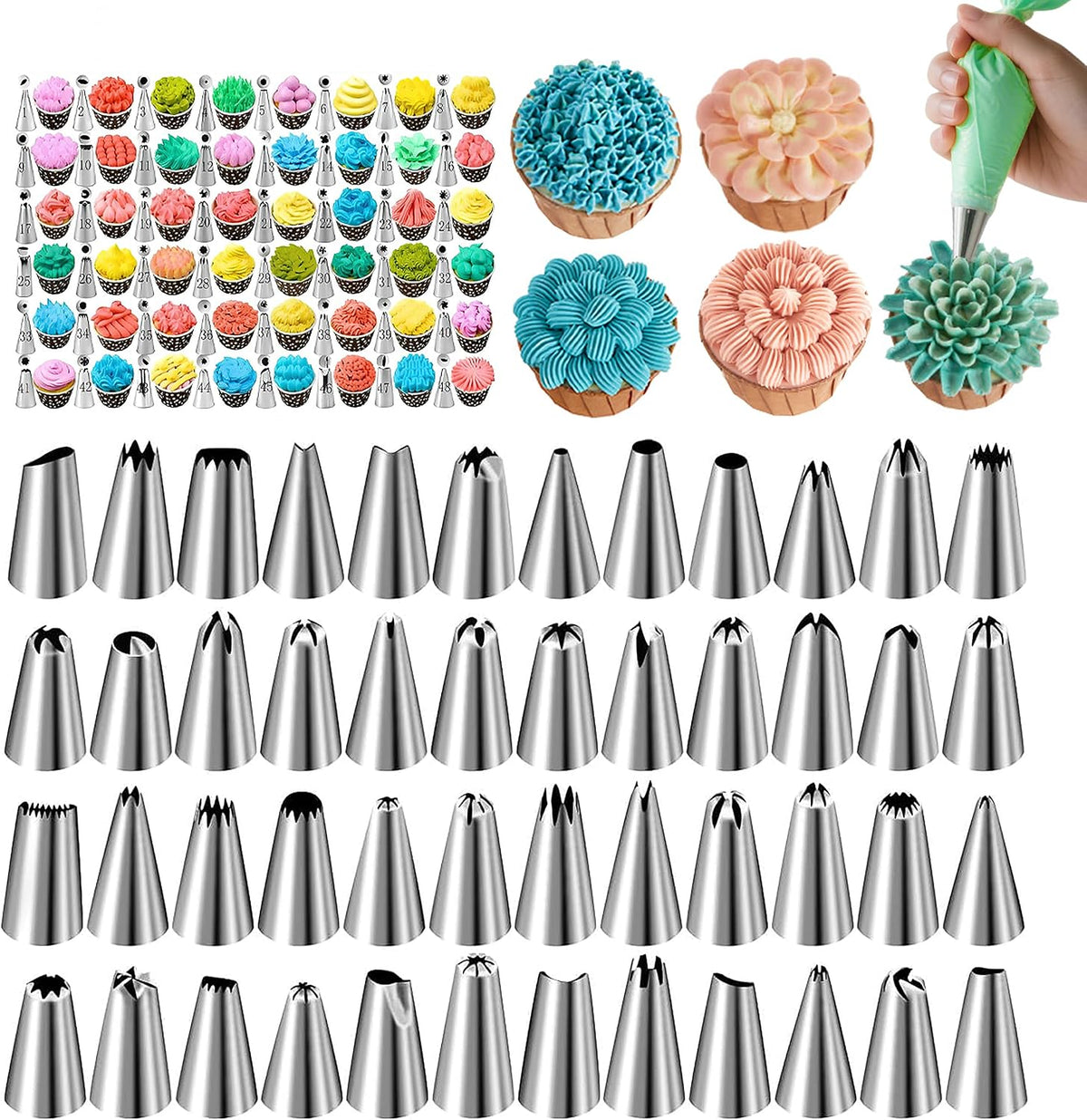 Hendiy Piping Tips Set, 48 Cake Decorating Tip
