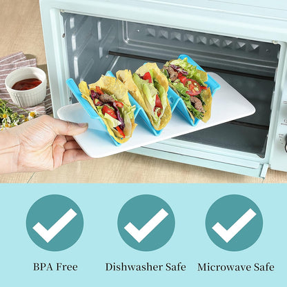 6PCS Taco Holder Stands with Unique Island Pattern, Colorful Premium Large Taco Holders Set of 6, Taco Stands for 3 Tacos, Street Taco Rack, PP Material, Dishwasher & Microwave Safe, Taco Tuesday