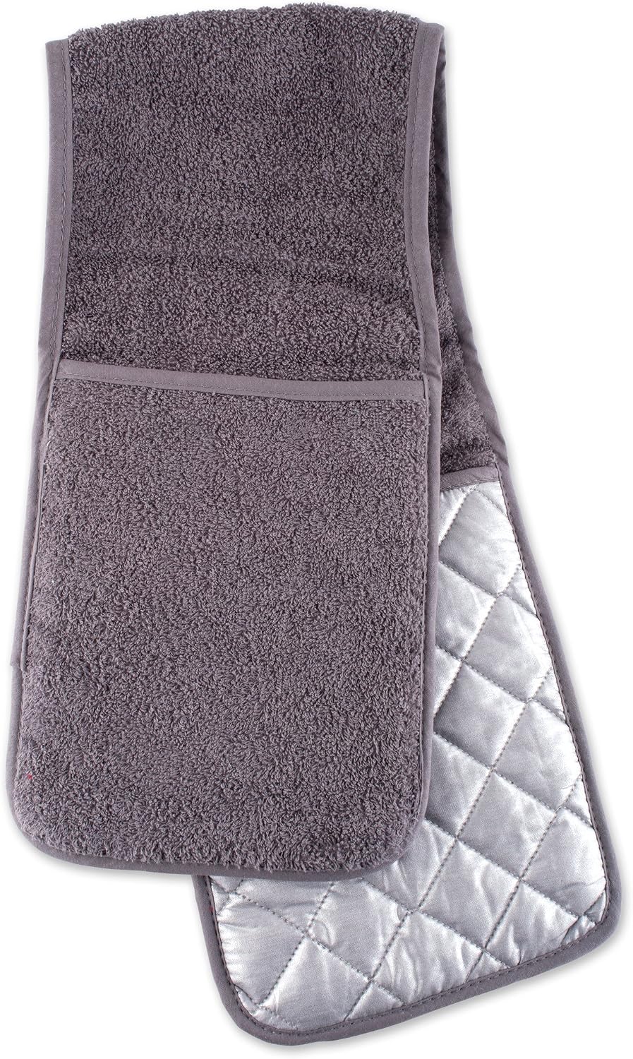 DII Basic Terry Collection 100% Cotton Quilted, Oven Mitt, Brown, 2 Piece