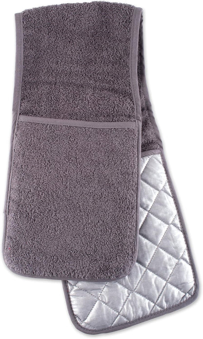 DII Basic Terry Collection 100% Cotton Quilted, Oven Mitt, Brown, 2 Piece