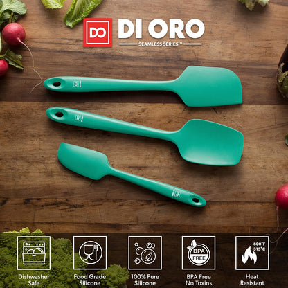 DI ORO Silicone Spatula Set - Rubber Kitchen Spatulas for Baking, Cooking, & Mixing - 600°F Heat-Resistant & BPA Free Silicone Scraper Spatulas for Nonstick Cookware - Dishwasher Safe (3pc, Black)